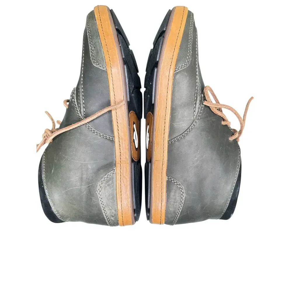 OluKai Pala Men's Waterproof Leather Chukka Boots Charcoal Gray Size 7
